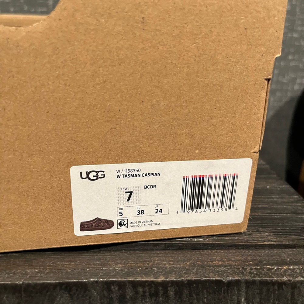 NIB WOMENS UGG TASMAN CASPIAN SLIPPERS Brown Black Cheetah Print 7 - Picture 11 of 11